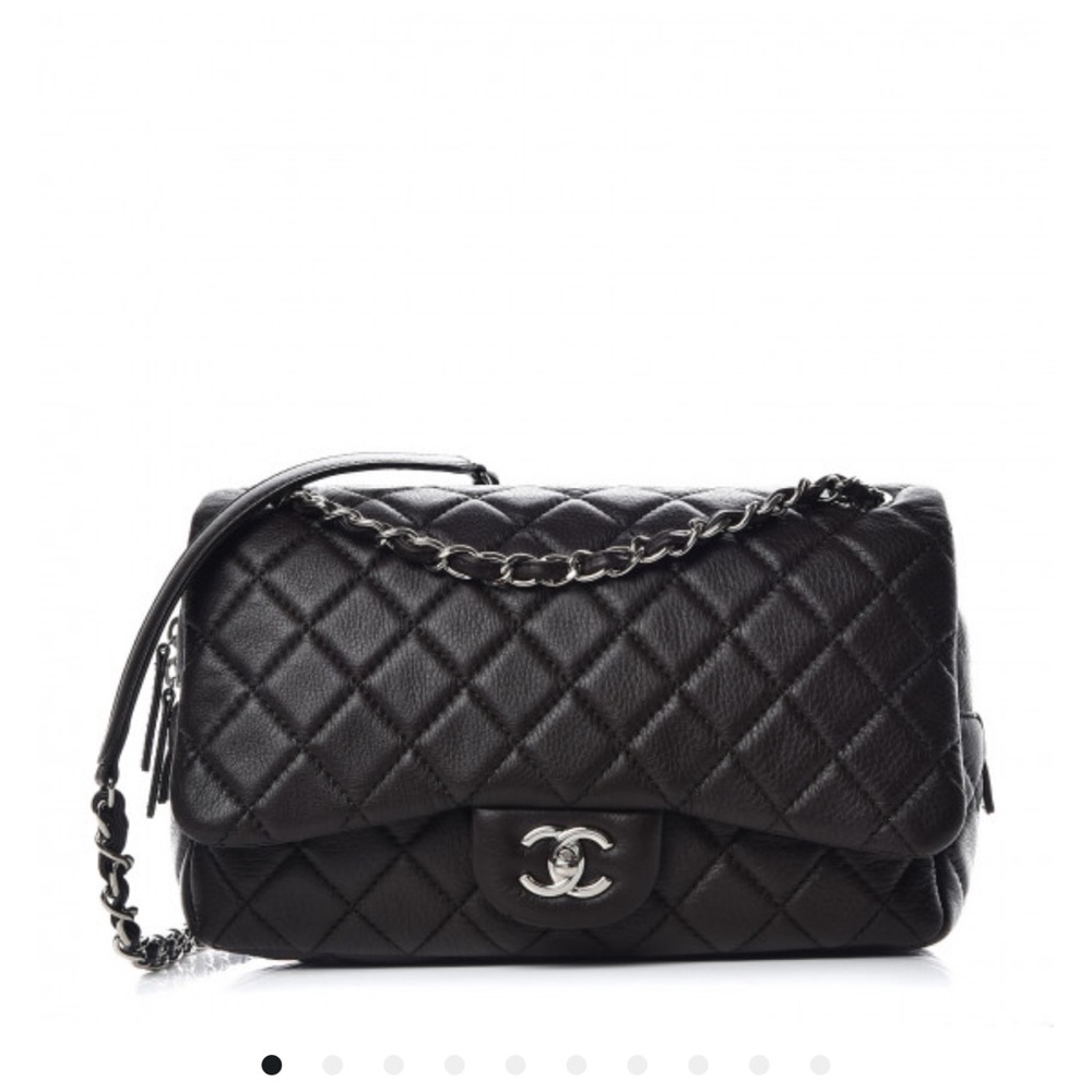 Authentic Chanel East Flap Jumbo Zip Around Flap Bag in Brown